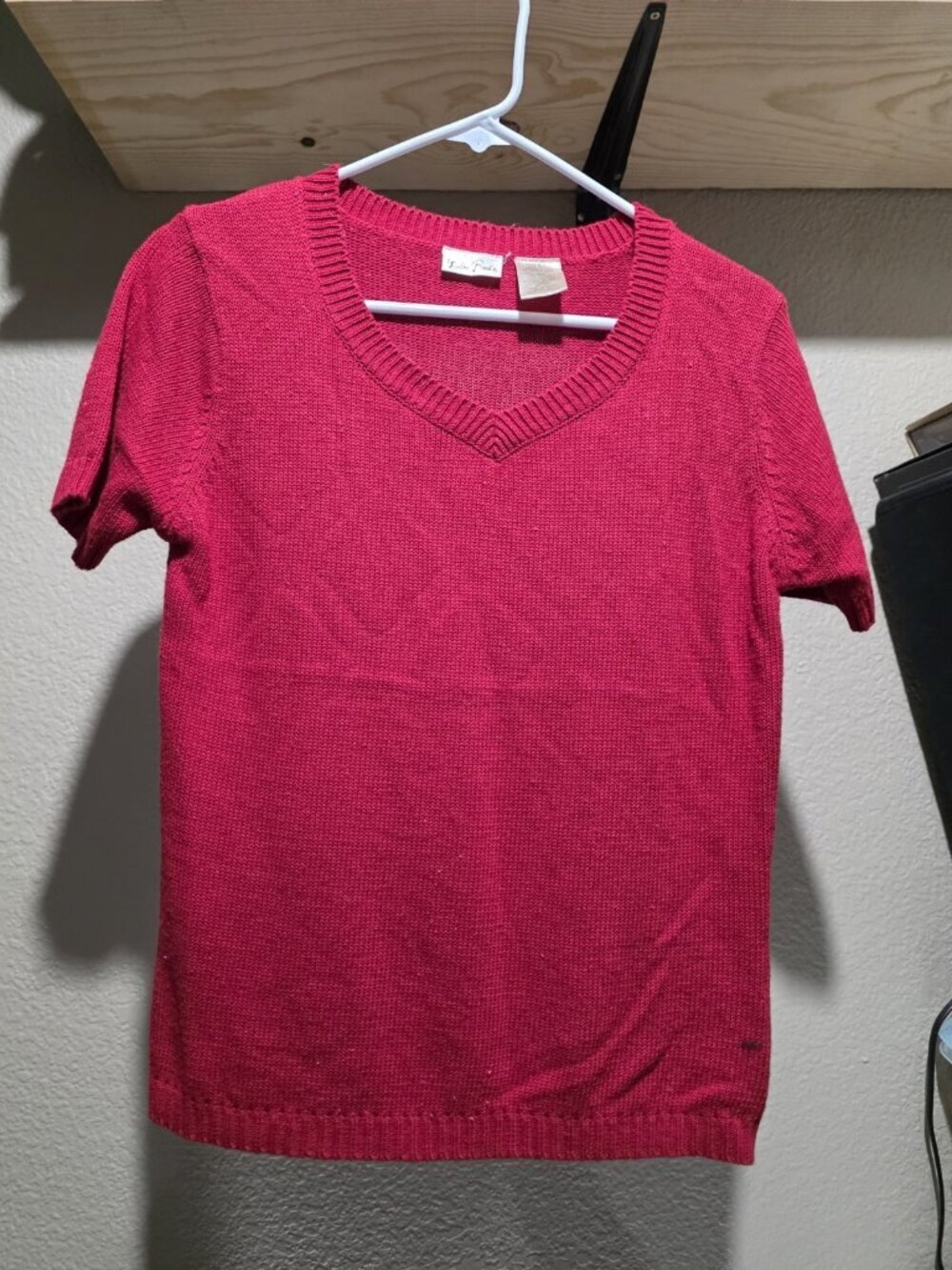 Bobbie Brooks Vintage Red Knit Sweater Short Sleeve Women's Size Small
